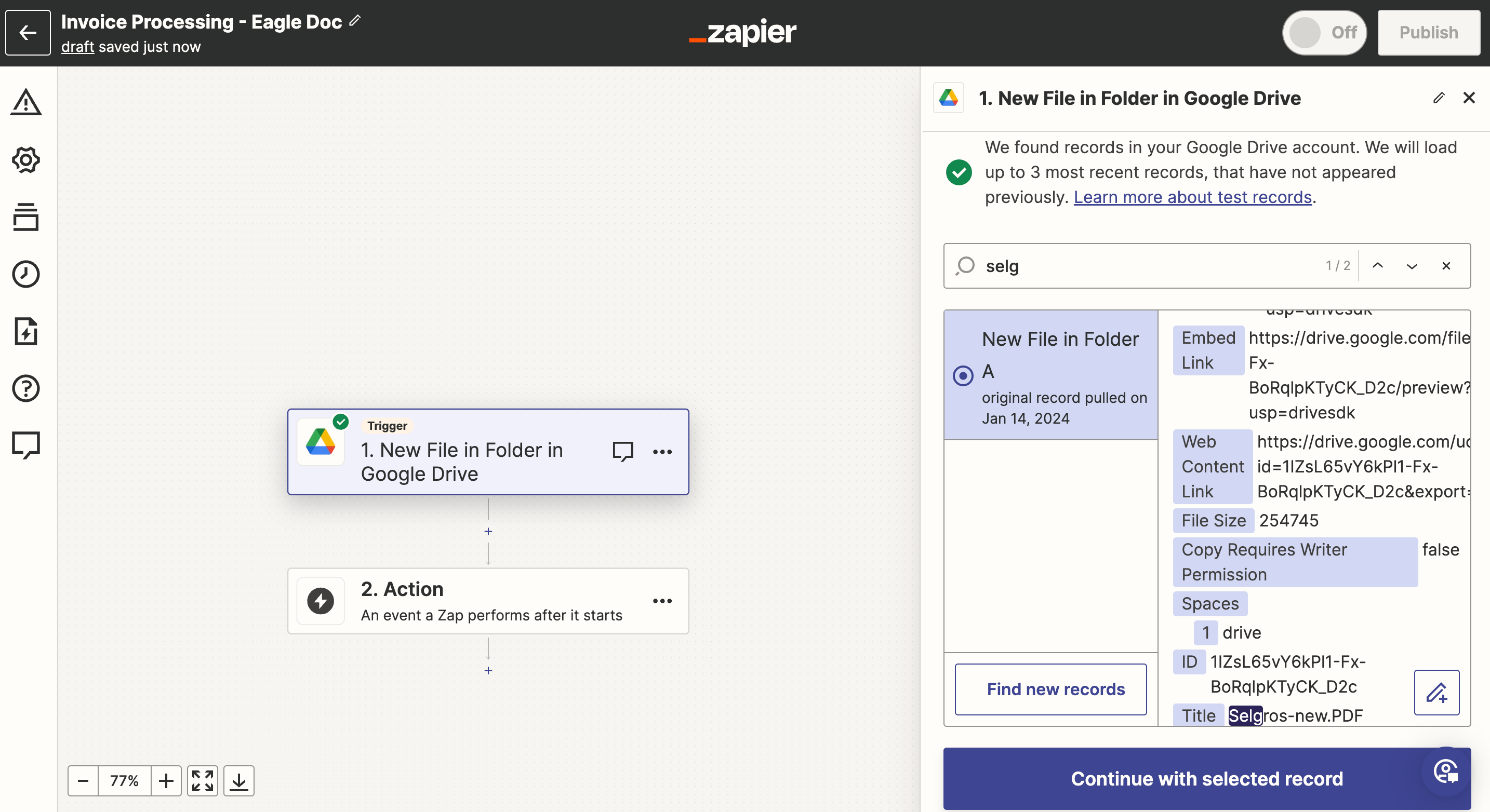 Eagle Doc and Zapier Invoice Automation Tutorial Step 14