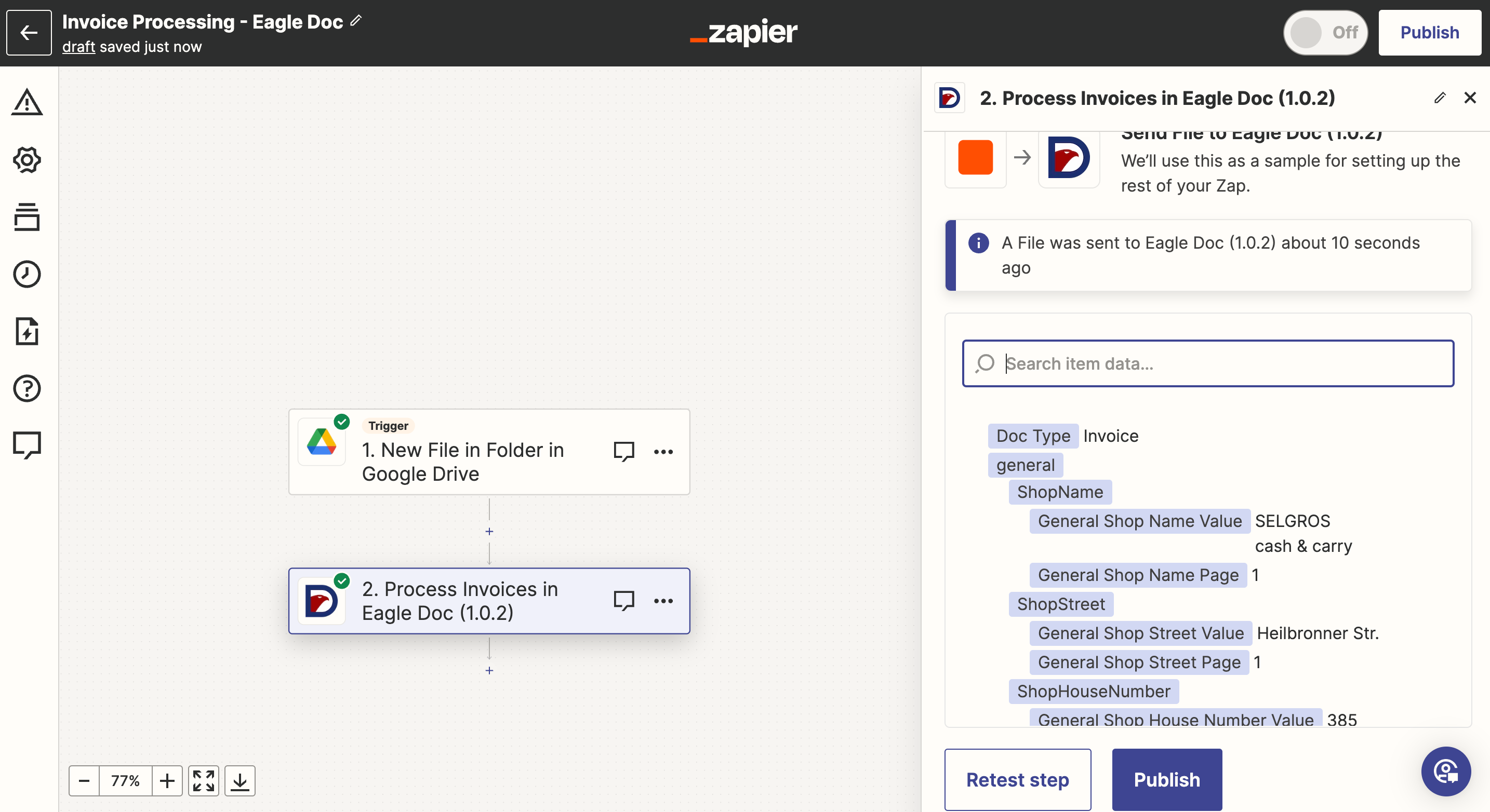 Eagle Doc and Zapier Invoice Automation Tutorial Step 27