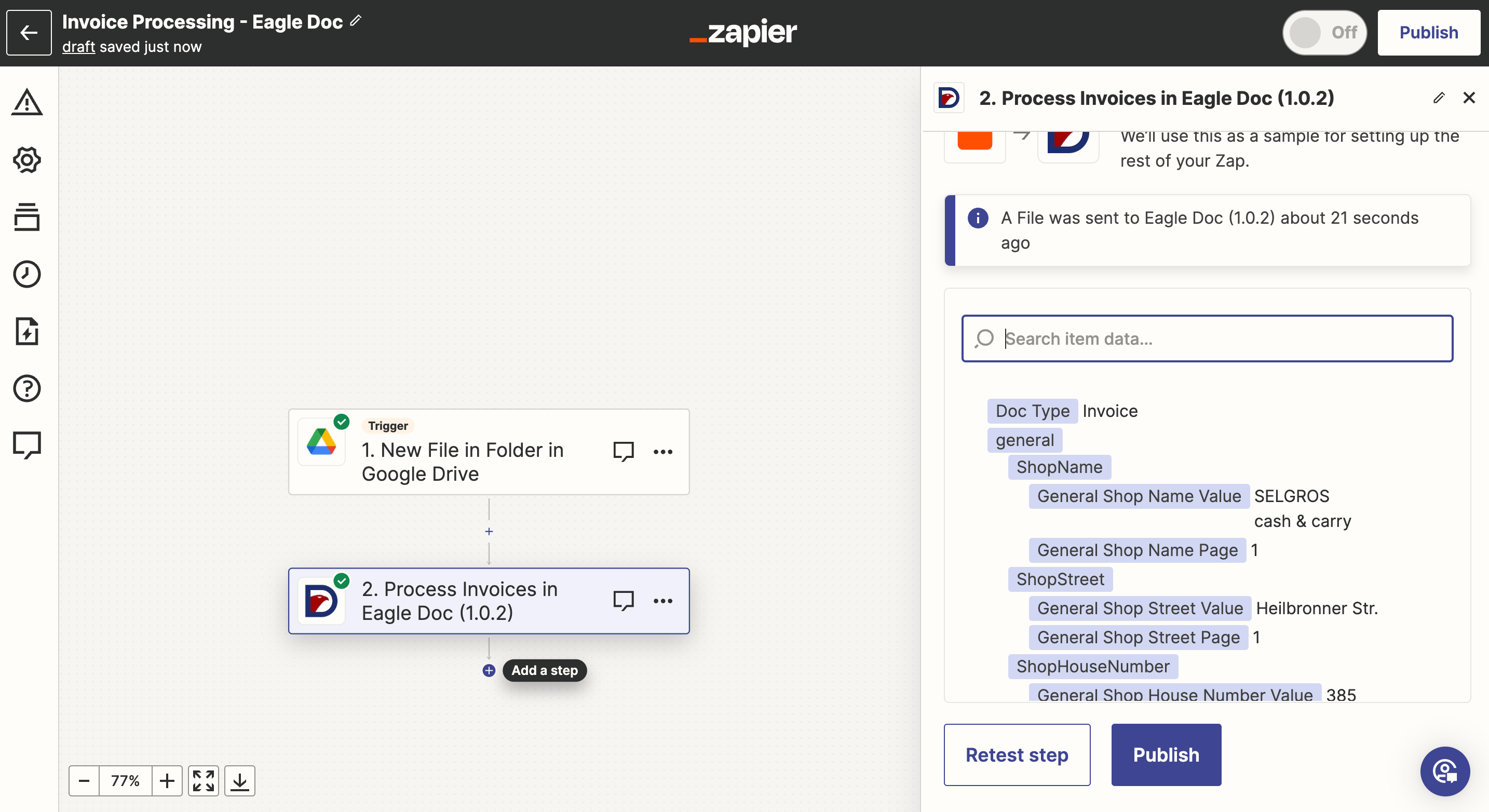 Eagle Doc and Zapier Invoice Automation Tutorial Step 28