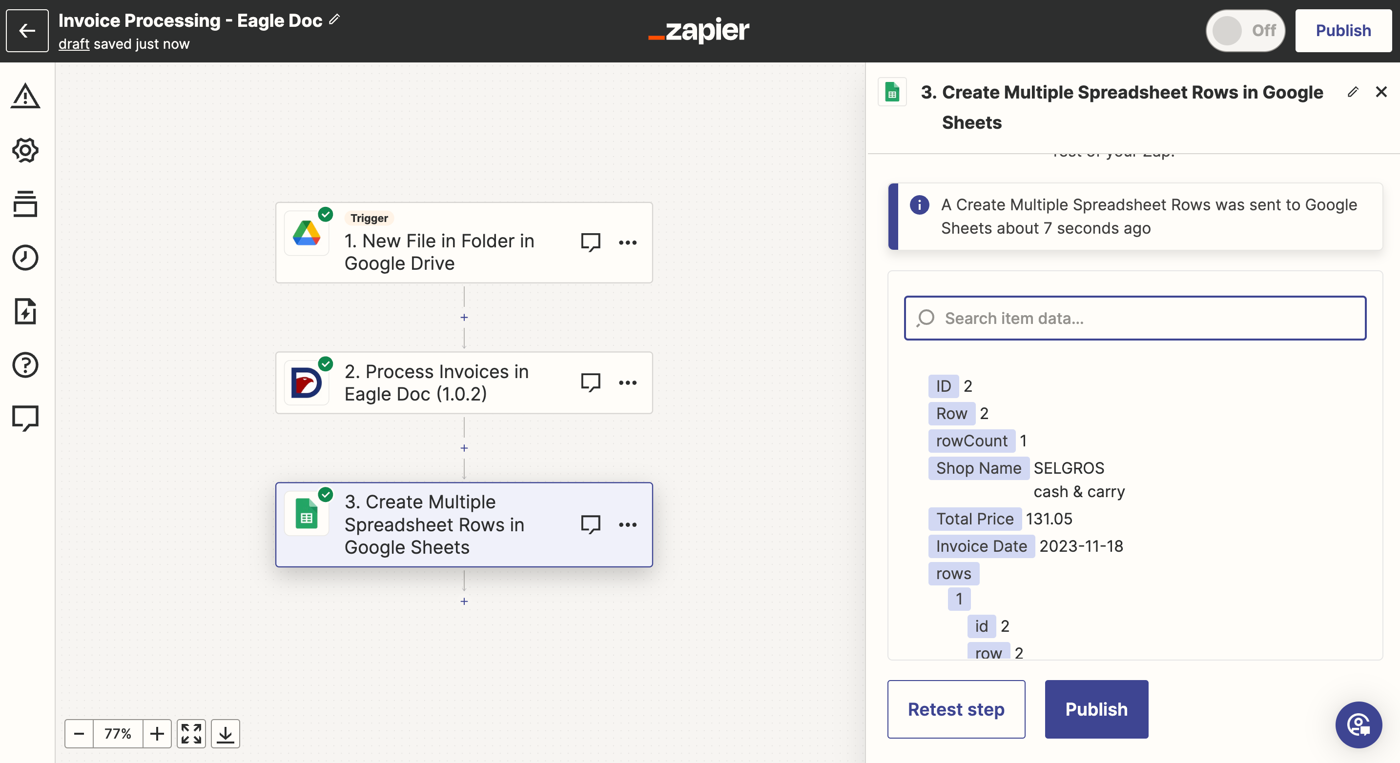Eagle Doc and Zapier Invoice Automation Tutorial Step 42